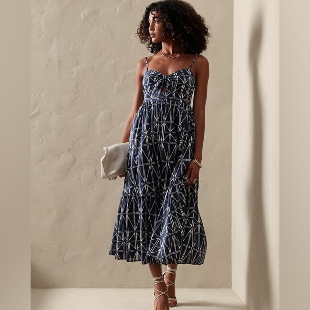 *Final Markdown* Banana Republic 100% Cotton Tie Front Maxi Dress sz M